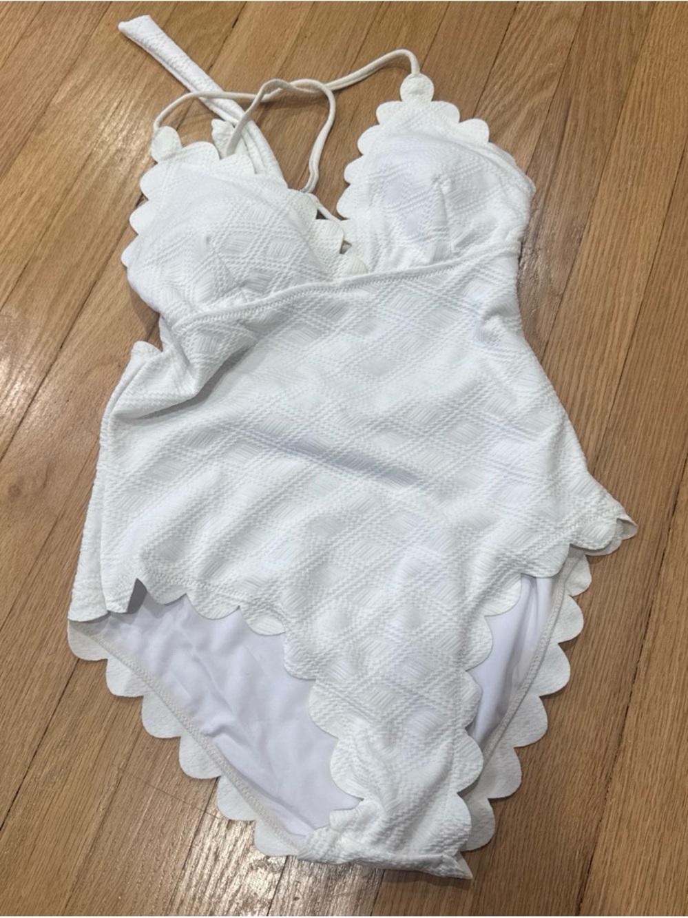 Cupshe White Textured One-Piece Swimsuit